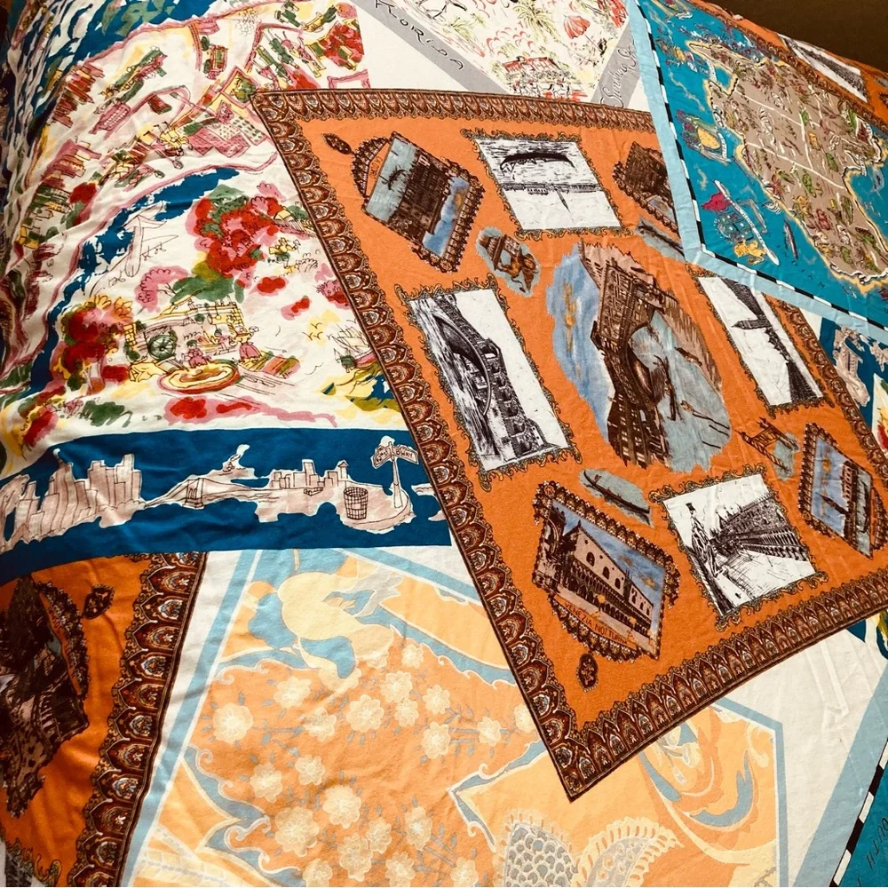 Pottery Barn 100% Cotton Duvet Cover King / Cal King Travel Scarf Collection